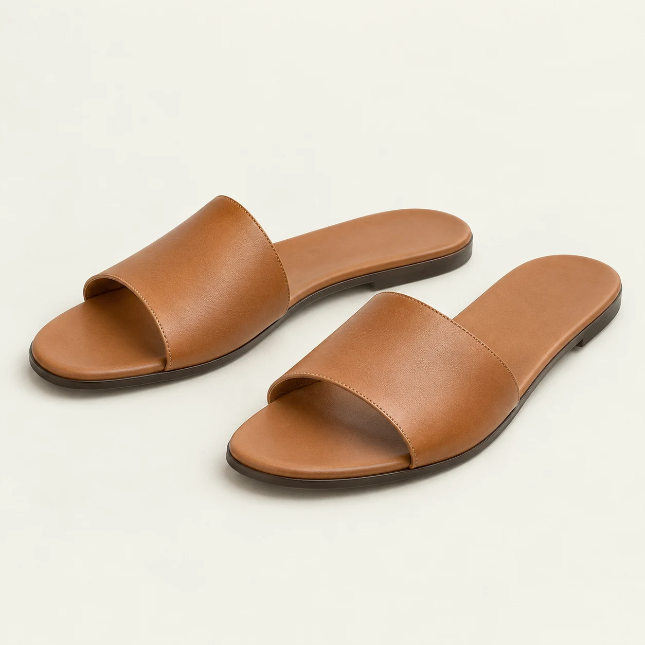 Leather Flat Slide Pair